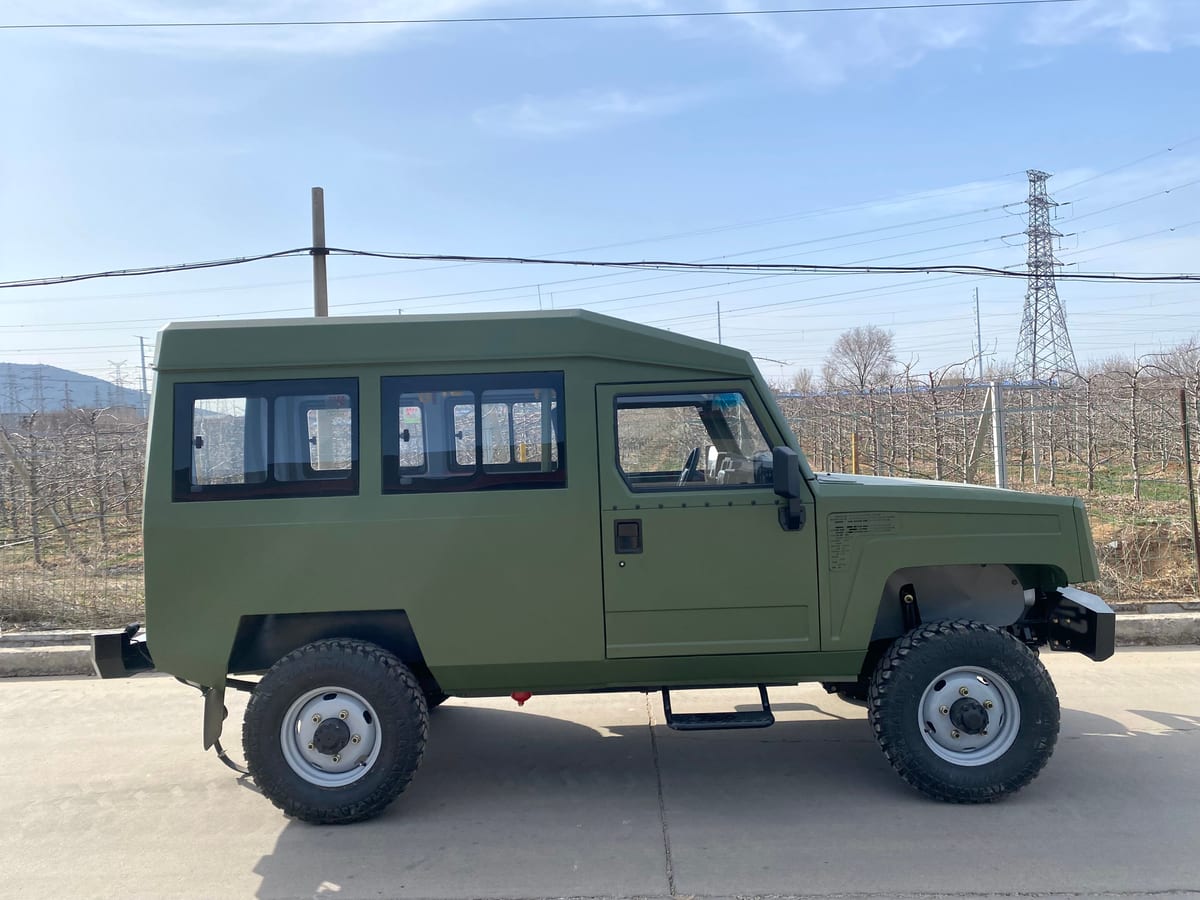 SDSG RU-10 trackless underground personnel carrier in the factory yard
